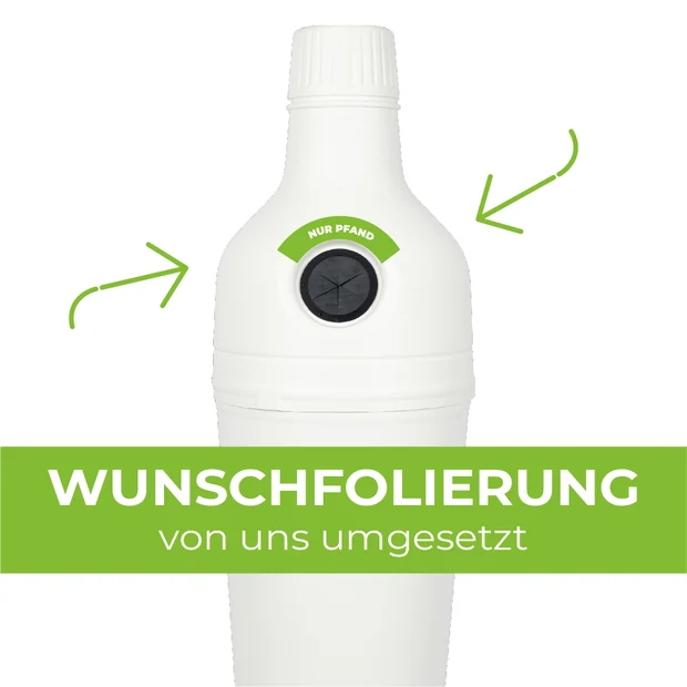 Hinweisfolierung am Einwurf des Pfandbehälters